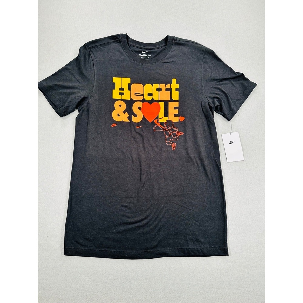 Nike Heart & Sole Cupid Graphic Tee Mens Small Black Orange NWT